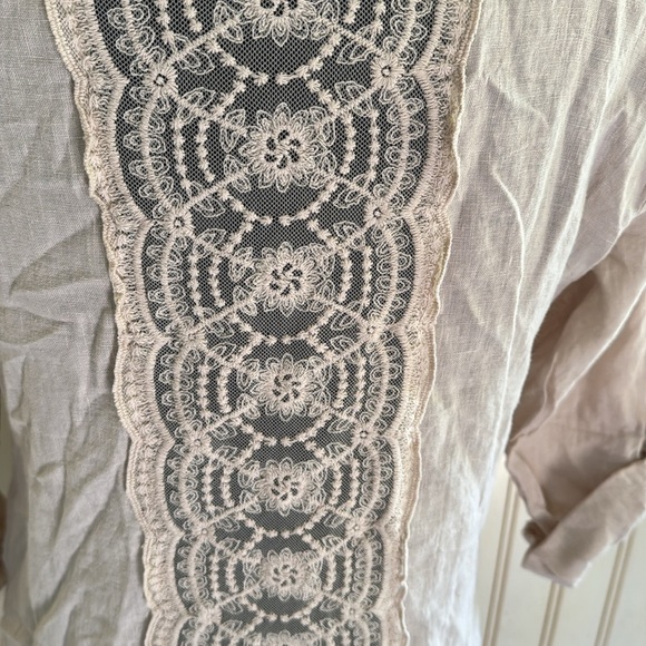 Soft Surroundings NWT 100% Linen Day Shine Beige Button Down‎ Shirt - Picture 5 of 10